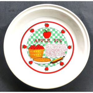 Vintage Apple Pie Recipe Baking Dish Over and Back Inc Indoor Outfitters 10.5x2"